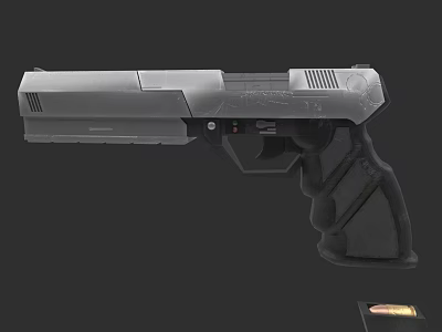 Modern Tactical Handgun With Silver Black Finish And Textured Grip Design 3d model