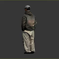 Stylish Character Wearing Hat Gradient Coat And Baggy Pants Standing On Gray Background