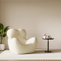 Modern Minimalist Leisure Sofa Set With Curved Design And Side Table Green Plant