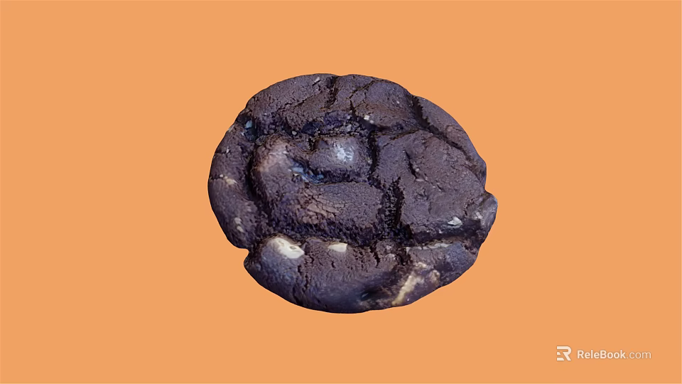 Homemade Chewy Chocolate Cookie With Dark And White Chocolate Chunks On Orange Background 3d model 