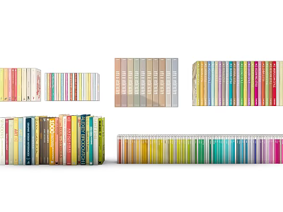 Colorful Books And Magazines With Various Sizes Neatly Arranged On Shelves 3d model