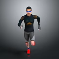 Athletic Man Running in Black Sportswear with Red Sneakers and Blue Sunglasses 3d model