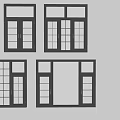 Modern Casement Windows Featuring Different Styles And Varied Pane Designs With Dark Frames 3d model