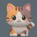 Cute Cartoon Cat Toy With Orange Brown White Fur And Big Eyes Striped Tail