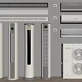 Various Modern Air Conditioners And Fans Including Standing Wall Mounted Tower Models 3d model
