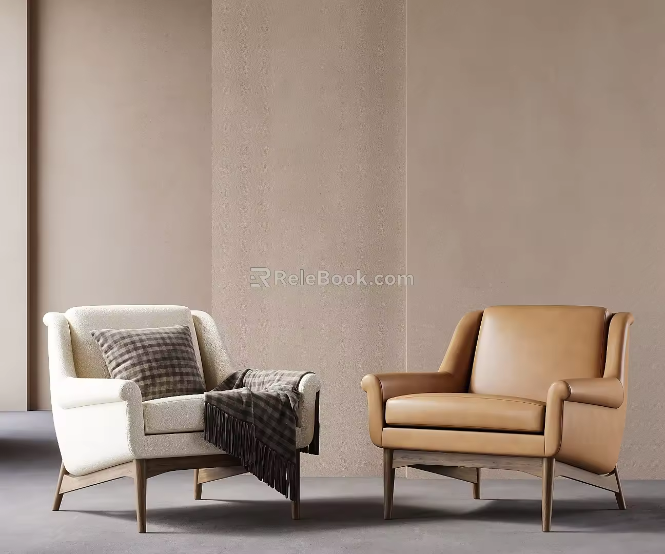 Middle Style Single Sofa 3d model