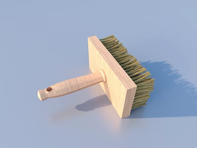 Wooden Handle Cleaning Brush With Natural Bristles For Daily Household Use 3d model