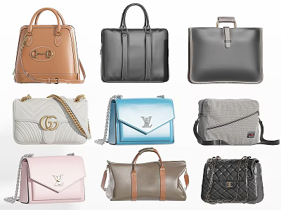 Stylish Bags With Different Styles Leather Fabric Materials And Trendy Designs 3d model