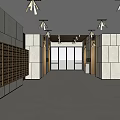 Spacious Elevator Hallway With Mailboxes Stone Walls Polished Floor And Lighting 3d model