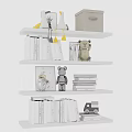 Elegant Wall Cabinets With Books Teddy Bears And Decorative Items 3d model