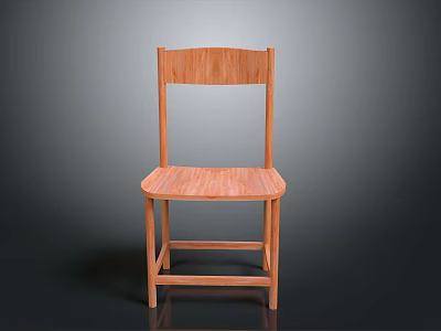 Classic Wooden Chair With Simple Backrest And Sturdy Seat Structure 3d model