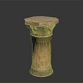 Classical Stone Column With Intricate Carved Capital And Decorative Base Structure