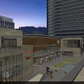 Birds Eye View Planning of Modern Urban Commercial District With High Rise Buildings and Green Spaces