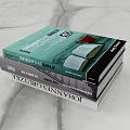 Stack of Study Bible Books on Marble Surface with Religious Content