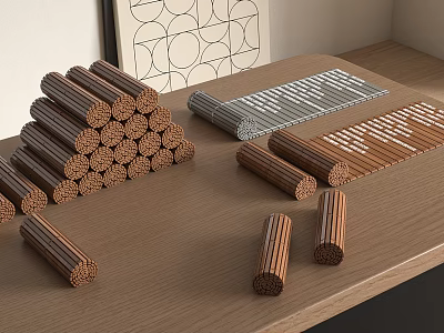 Book Magazine Design With Brown Cylindrical Accents Gray Elements And Geometric Pattern 3d model