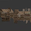 Detailed Traditional Wooden Architectural Model With Multi Level Structure And Stairs