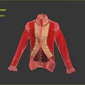 Vintage Red Coat With Gold Buttons Decorative Details And Lace Cuffs As Daily Living Essential