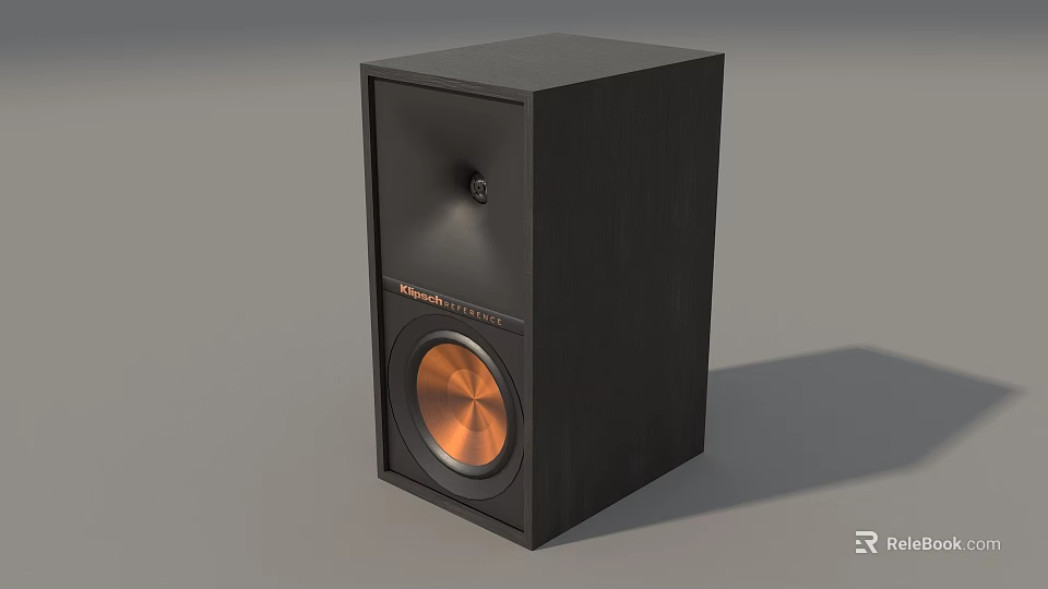 Modern Black Home Entertainment Speaker With Copper Woofer Design 3d model 
