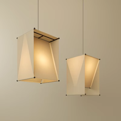 Modern Square Fabric Pendant Lights With Soft Lighting And Minimalist Design 3d model
