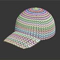 White Knitted Hat With Textured Woven Pattern And Curved Brim Design 3d model