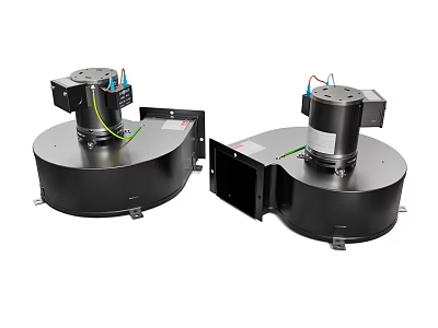 Black Industrial Equipment With Round Base Motor Units Wires And Metal Brackets 3d model