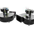 Black Industrial Equipment With Round Base Motor Units Wires And Metal Brackets