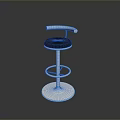 Modern Bar Stool With Black Seat Silver Metal Frame And Footrest
