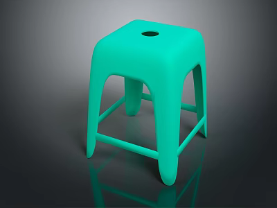 Green Plastic Stool With Modern Simple Design And Central Hole For Indoor Use 3d model