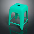 Green Plastic Stool With Modern Simple Design And Central Hole For Indoor Use 3d model
