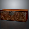 Vintage Carved Wooden Chest for Clothing Storage with Decorative Patterns