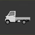White Small Pickup Truck Front View With Open Cargo Bed And Surface Reflection 3d model