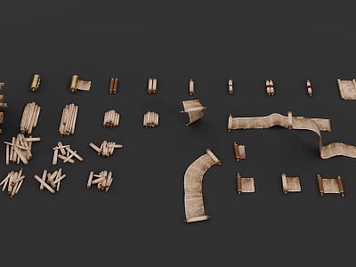 Wooden Craft Parts With Various Shapes For DIY Model Assembly Project 3d model