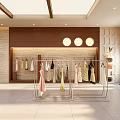 Spacious Modern Clothing Store Interior With Clothing Racks Fashion Apparel And Plant Decor