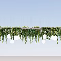 Lush Hanging Vines With Green Leaves Decorating Metal Frame And White Spherical Lights