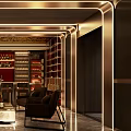 Luxury Bar Interior Design with Wine Racks Bar Counter Leather Sofas and Armchairs