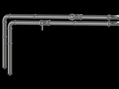 Stainless Steel Industrial Plumbing Pipe System With Valve And Elbow Joints Structure 3d model