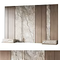 Modern Luxury Bedroom Backdrop Wall With Marble And Wood Panel Design 3d model
