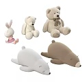 Soft Plush Stuffed Toys Including Rabbit Bear Seal in Pink White Brown