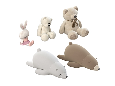 Plush toy cartoon bear rabbit decorations 3d model