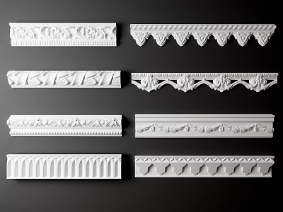 Different Styles Of Gypsum Cornice With Intricate Designs For Interior Decoration 3d model