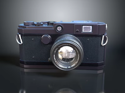 Vintage Black Classic Camera Featuring Old Fashioned Lens And Retro Design 3d model