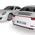 Silver Sports Car Multiple Angles View With Sleek Exterior And Two Door Design