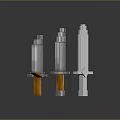 Three Pixel Style Swords Featuring Different Colored Hilts White Gray Blades on Gradient Reflective Background 3d model