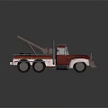 Vintage Red And White Fire Truck With Crane Arm And Retro Design