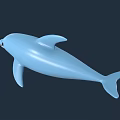 Blue Dolphin 3D Model Floating With Smooth Surface And Dark Background