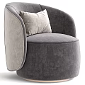 Modern Single Sofa With Curved Design Gray Velvet Upholstery And Comfortable Pillow