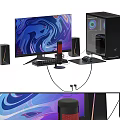 Modern Desktop Computer Setup With Monitor CPU Case Keyboard Mouse Speakers And Headphones