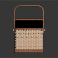 Wicker Storage Basket With Lid And Handle Handwoven Natural Fibers Practical Home Organizer
