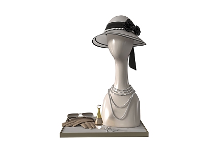 Women's Hat Head Model Jewelry 3d model