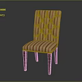 Striped Upholstered Chair With Diamond Pattern Backrest And Seat On Wooden Legs